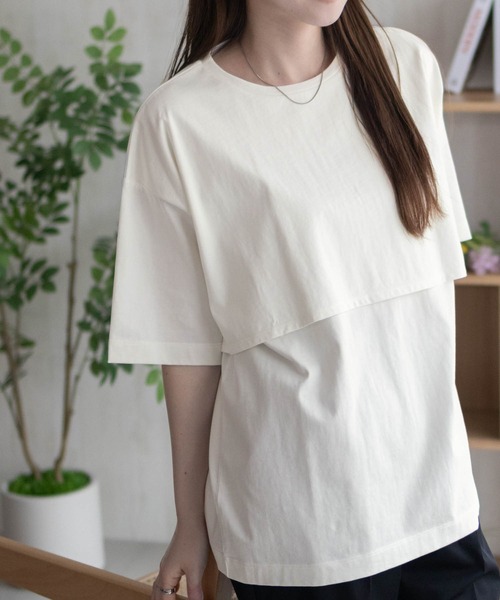 HusHusH(ハッシュアッシュ)の「HusHusH レイヤードフリルプルオーバー デザインTシャツ(Tシャツ/カットソー・レディース・ブラック/オフホワイト/チャコールグレー・M/L)」の2枚目の写真