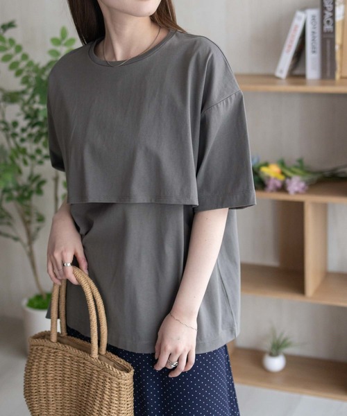 HusHusH(ハッシュアッシュ)の「HusHusH レイヤードフリルプルオーバー デザインTシャツ(Tシャツ/カットソー・レディース・ブラック/オフホワイト/チャコールグレー・M/L)」の1枚目の写真