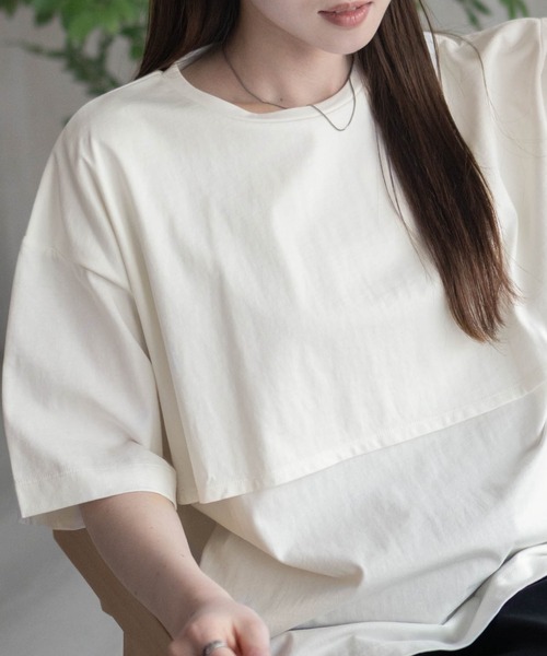 HusHusH(ハッシュアッシュ)の「HusHusH レイヤードフリルプルオーバー デザインTシャツ(Tシャツ/カットソー・レディース・ブラック/オフホワイト/チャコールグレー・M/L)」の7枚目の写真