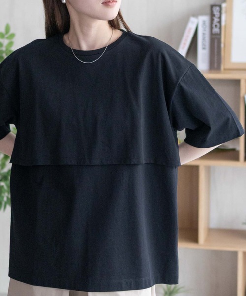 HusHusH(ハッシュアッシュ)の「HusHusH レイヤードフリルプルオーバー デザインTシャツ(Tシャツ/カットソー・レディース・ブラック/オフホワイト/チャコールグレー・M/L)」の11枚目の写真