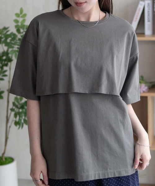 HusHusH(ハッシュアッシュ)の「HusHusH レイヤードフリルプルオーバー デザインTシャツ(Tシャツ/カットソー・レディース・ブラック/オフホワイト/チャコールグレー・M/L)」の14枚目の写真