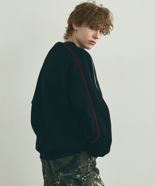 セール】Oversized piping design sweatshirt / オーバーサイズ