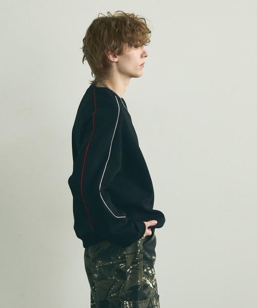 Shoowtime（ショウタイム）の「Oversized piping design sweatshirt / オーバーサイズパイピングデザイントレーナー（スウェット・メンズ・ヘザーグレー/ブラック・MEDIUM/LARGE/X-LARGE）」の10枚目の写真