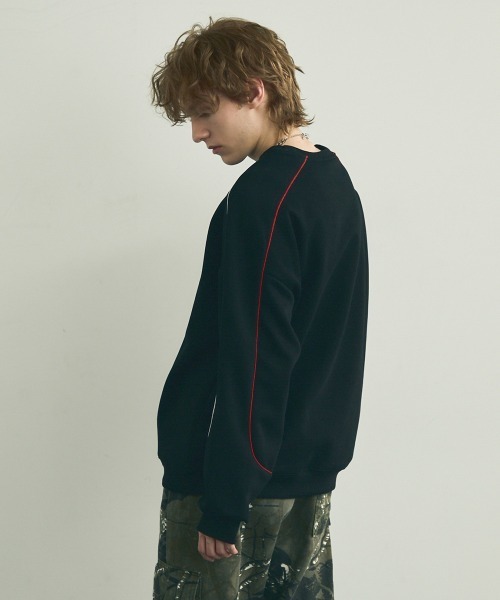 Shoowtime（ショウタイム）の「Oversized piping design sweatshirt / オーバーサイズパイピングデザイントレーナー（スウェット・メンズ・ヘザーグレー/ブラック・MEDIUM/LARGE/X-LARGE）」の11枚目の写真