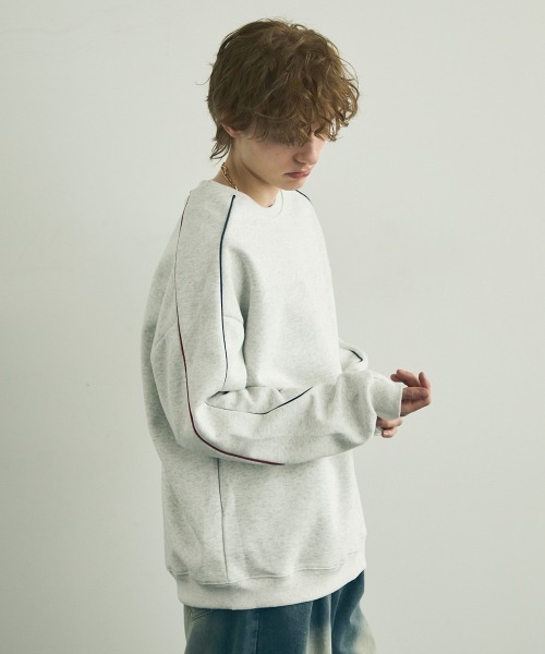 セール】Oversized piping design sweatshirt / オーバーサイズ