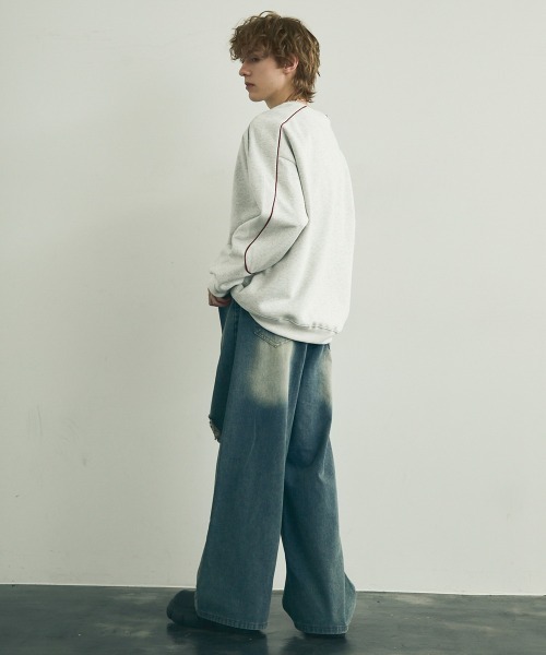 セール】Oversized piping design sweatshirt / オーバーサイズ
