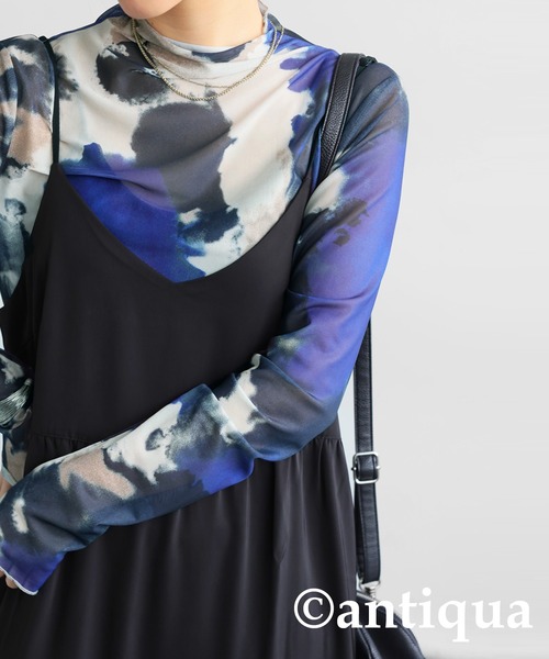 【5サイズ展開/XS/XL】水彩画風ドレープシアーカットソー シアードレープカットソー(カットソー)｜トップス｜FRAY I.D