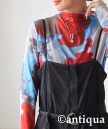 水彩柄シアートップス