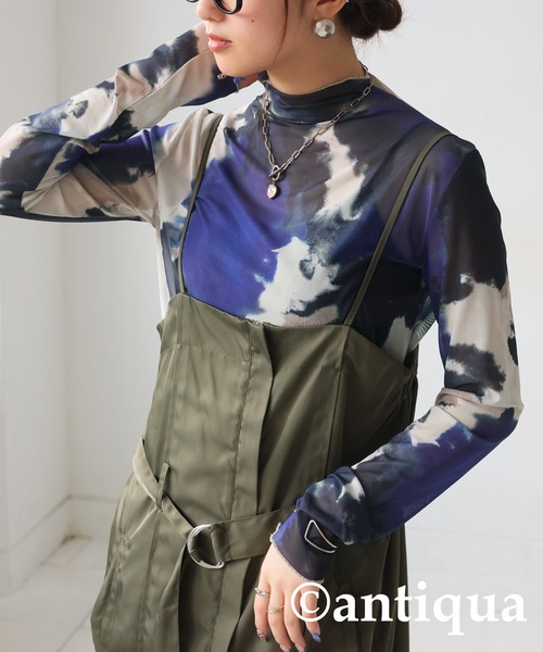antiqua(アンティカ)の「水彩柄シアートップス(Tシャツ/カットソー・レディース・レッド系その他/ブルー系その他・ONE SIZE)」の3枚目の写真