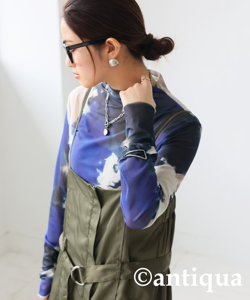 antiqua(アンティカ)の「水彩柄シアートップス(Tシャツ/カットソー・レディース・レッド系その他/ブルー系その他・ONE SIZE)」の5枚目の写真