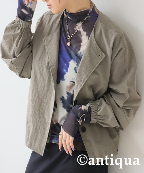 水彩柄シアートップス（Tシャツ/カットソー）｜antiqua（アンティカ