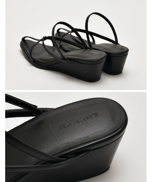 Re:EDIT（リエディ）の「[大きいサイズ有]Tストラップウェッジソールローヒールサンダル（サンダル・レディース・ホワイト/キャメル/シルバー/ブラック・SMALL/MEDIUM/LARGE/X-LARGE/XX-LARGE）」の16枚目の写真