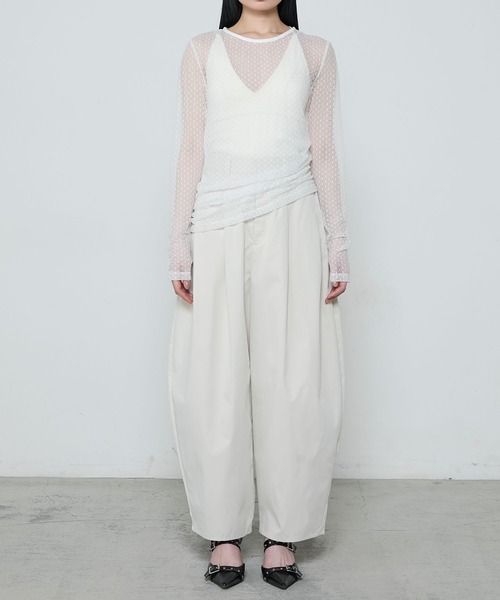 le ELMi（ルエルミ）の「Sheer honeycomb check tops / シアーハニカムチェックトップス（Tシャツ/カットソー・レディース・ベージュ/ネイビー/アイボリー/ピンク・FREE）」の10枚目の写真