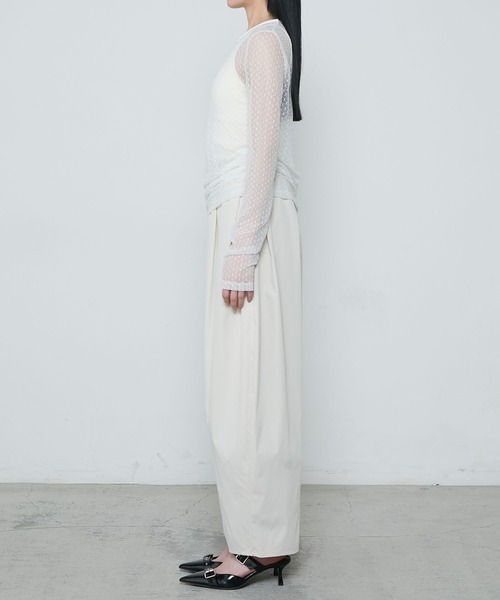 le ELMi（ルエルミ）の「Sheer honeycomb check tops / シアーハニカムチェックトップス（Tシャツ/カットソー・レディース・ベージュ/ネイビー/アイボリー/ピンク・FREE）」の12枚目の写真