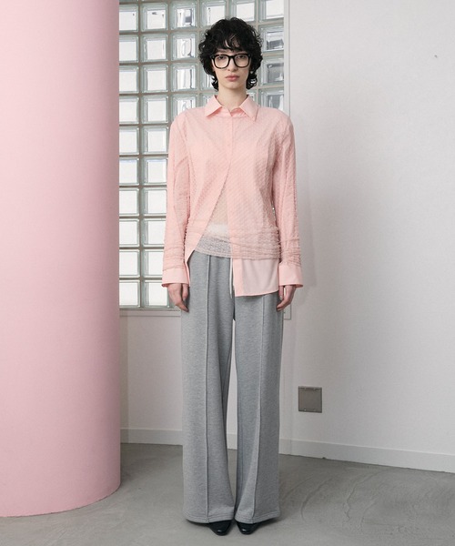 セール】Sheer honeycomb check tops / シアーハニカムチェック