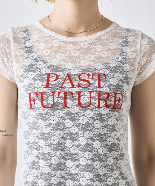 WHO'S WHO gallery(フーズフーギャラリー)の「PAST FUTURE レースTEE(Tシャツ/カットソー・レディース・ブラック/ホワイト/レッド・FREE)」の9枚目の写真