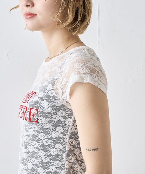 WHO'S WHO gallery(フーズフーギャラリー)の「PAST FUTURE レースTEE(Tシャツ/カットソー・レディース・ブラック/ホワイト/レッド・FREE)」の10枚目の写真