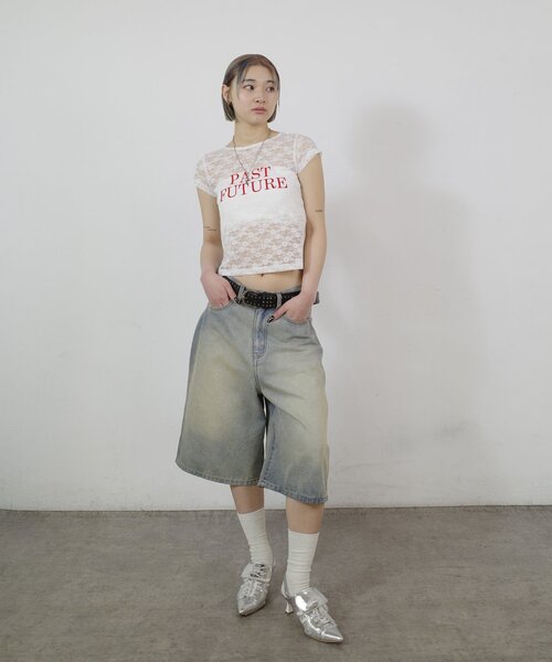WHO'S WHO gallery(フーズフーギャラリー)の「PAST FUTURE レースTEE(Tシャツ/カットソー・レディース・ブラック/ホワイト/レッド・FREE)」の14枚目の写真