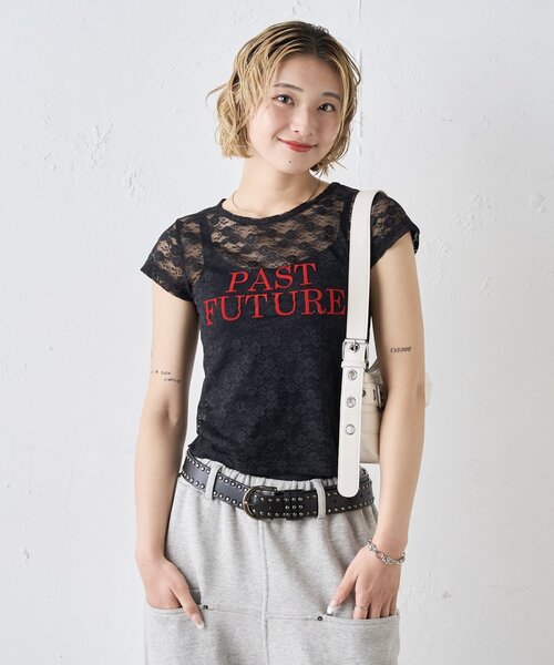WHO'S WHO gallery(フーズフーギャラリー)の「PAST FUTURE レースTEE(Tシャツ/カットソー・レディース・ブラック/ホワイト/レッド・FREE)」の20枚目の写真