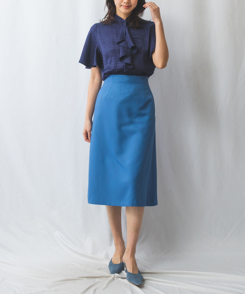 【NARACAMICIE】織り柄サテンチューリップスリーブ半袖ブラウス NARACAMICIE】織り柄サテンチューリップスリーブ半袖ブラウス(1