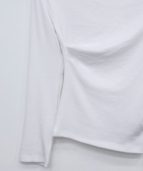 3way】 アシンメトリー ドレープ シャーリング 長袖 トップス（T
