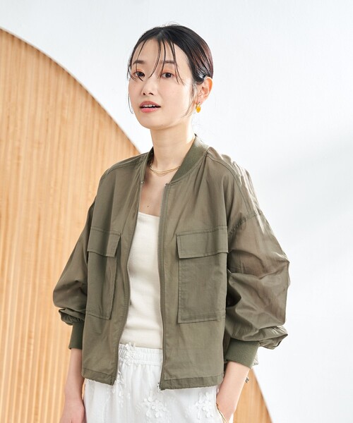 coen（コーエン）の「シアーコットンブルゾン（ブルゾン・レディース・ブラック/オフホワイト/オリーブ・L/M）」の4枚目の写真