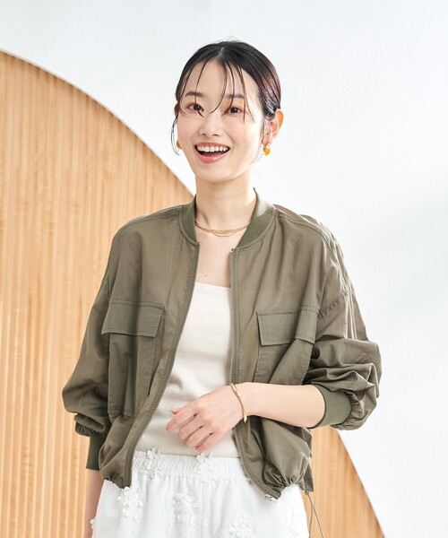 coen（コーエン）の「シアーコットンブルゾン（ブルゾン・レディース・ブラック/オフホワイト/オリーブ・L/M）」の5枚目の写真