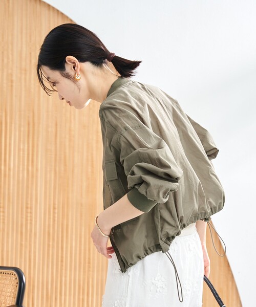 coen（コーエン）の「シアーコットンブルゾン（ブルゾン・レディース・ブラック/オフホワイト/オリーブ・L/M）」の6枚目の写真