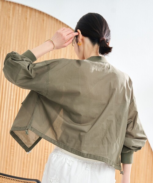 coen（コーエン）の「シアーコットンブルゾン（ブルゾン・レディース・ブラック/オフホワイト/オリーブ・L/M）」の7枚目の写真