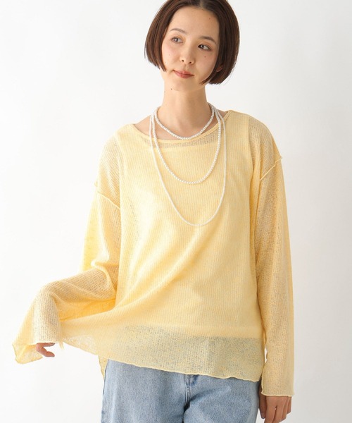 LEPSIM（レプシィム）の「メランジシアーワッフルプルオーバー　324967（Tシャツ/カットソー・レディース・ブルー/オフホワイト/イエロー・FREE）」の3枚目の写真