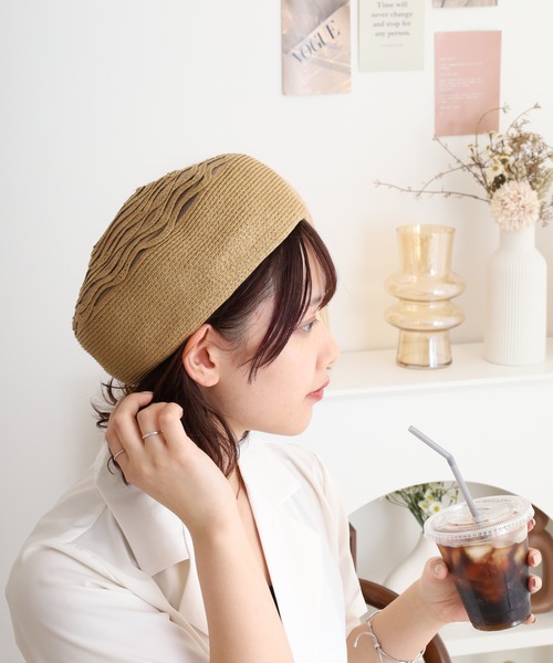 Sense of Grace(センスオブグレース)の「流線デザイン ブレードベレー帽(ハンチング/ベレー帽・レディース・ナチュラル/ブラック/ベージュ・FREE)」の15枚目の写真