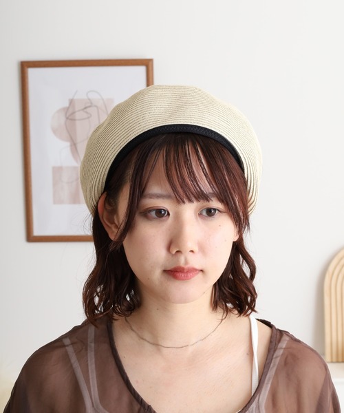 Sense of Grace(センスオブグレース)の「流線デザイン ブレードベレー帽(ハンチング/ベレー帽・レディース・ナチュラル/ブラック/ベージュ・FREE)」の7枚目の写真