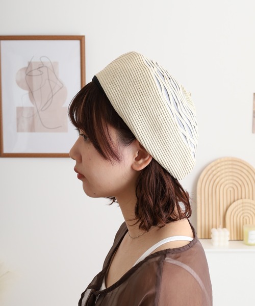 Sense of Grace(センスオブグレース)の「流線デザイン ブレードベレー帽(ハンチング/ベレー帽・レディース・ナチュラル/ブラック/ベージュ・FREE)」の6枚目の写真