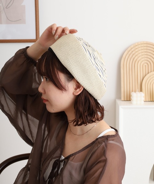 Sense of Grace(センスオブグレース)の「流線デザイン ブレードベレー帽(ハンチング/ベレー帽・レディース・ナチュラル/ブラック/ベージュ・FREE)」の12枚目の写真