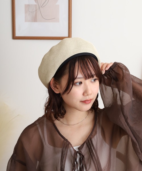 Sense of Grace(センスオブグレース)の「流線デザイン ブレードベレー帽(ハンチング/ベレー帽・レディース・ナチュラル/ブラック/ベージュ・FREE)」の11枚目の写真