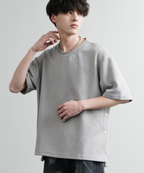 Rocky Monroe(ロッキーモンロー)の「オーバーサイズサイドスナップスリット ハーフスリーブTシャツ(Tシャツ/カットソー・メンズ・ブラック/ホワイト/グレー・L/M/XL)」の3枚目の写真