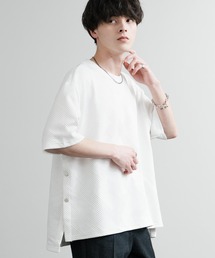 オーバーサイズサイドスナップスリット ハーフスリーブTシャツ