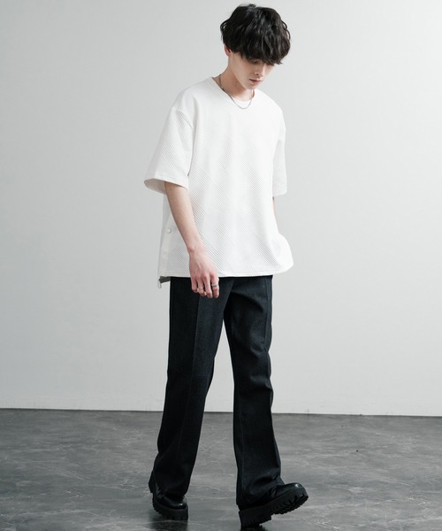 Rocky Monroe(ロッキーモンロー)の「オーバーサイズサイドスナップスリット ハーフスリーブTシャツ(Tシャツ/カットソー・メンズ・ブラック/ホワイト/グレー・L/M/XL)」の7枚目の写真