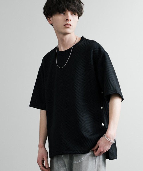 Rocky Monroe(ロッキーモンロー)の「オーバーサイズサイドスナップスリット ハーフスリーブTシャツ(Tシャツ/カットソー・メンズ・ブラック/ホワイト/グレー・L/M/XL)」の8枚目の写真