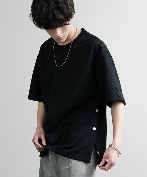 Rocky Monroe(ロッキーモンロー)の「オーバーサイズサイドスナップスリット ハーフスリーブTシャツ(Tシャツ/カットソー・メンズ・ブラック/ホワイト/グレー・L/M/XL)」の9枚目の写真