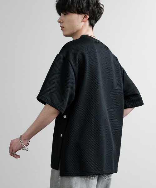 Rocky Monroe(ロッキーモンロー)の「オーバーサイズサイドスナップスリット ハーフスリーブTシャツ(Tシャツ/カットソー・メンズ・ブラック/ホワイト/グレー・L/M/XL)」の10枚目の写真