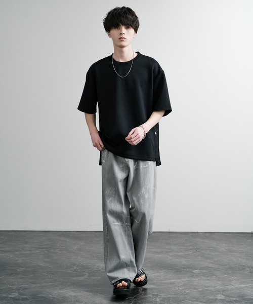 Rocky Monroe(ロッキーモンロー)の「オーバーサイズサイドスナップスリット ハーフスリーブTシャツ(Tシャツ/カットソー・メンズ・ブラック/ホワイト/グレー・L/M/XL)」の11枚目の写真