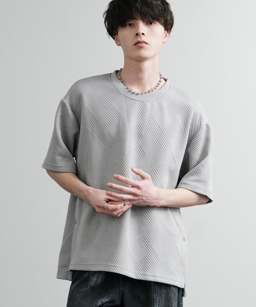 Rocky Monroe(ロッキーモンロー)の「オーバーサイズサイドスナップスリット ハーフスリーブTシャツ(Tシャツ/カットソー・メンズ・ブラック/ホワイト/グレー・L/M/XL)」の12枚目の写真