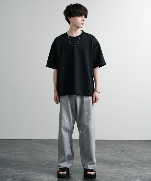 Rocky Monroe(ロッキーモンロー)の「オーバーサイズサイドスナップスリット ハーフスリーブTシャツ(Tシャツ/カットソー・メンズ・ブラック/ホワイト/グレー・L/M/XL)」の20枚目の写真