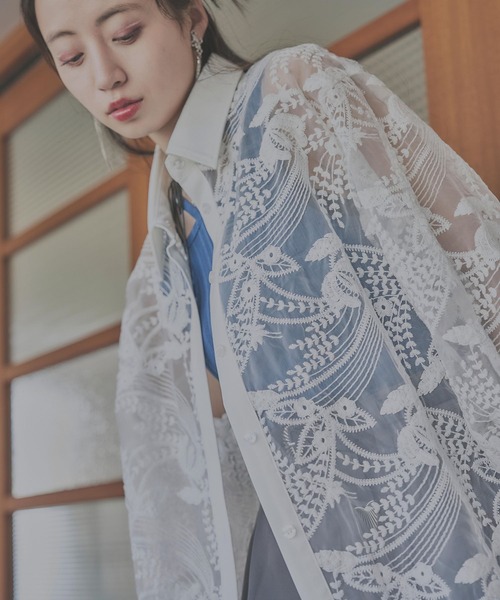 HARE シシュウレースボウタイビッグシャツ 未使用 HARE（ハレ）の「レースBIGシャツ(HARE)（シャツ/ブラウス）」 - WEAR