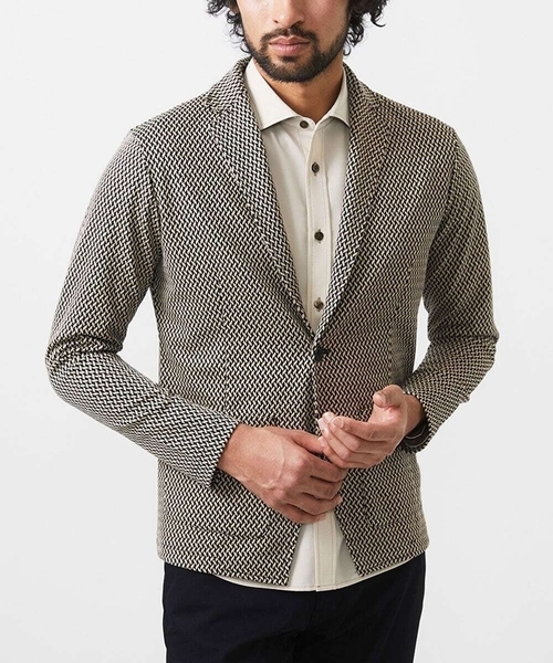 MK MICHEL KLEIN HOMME (エムケーミッシェルクランオム)の「【ラスト1/洗える 】フェザーへリンボンジャケット(テーラードジャケット・メンズ・ライトブラウン/ブラック・46/51/48)」の6枚目の写真
