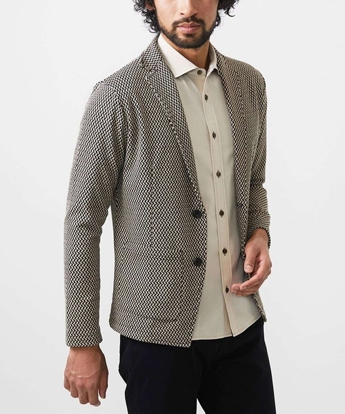 MK MICHEL KLEIN HOMME (エムケーミッシェルクランオム)の「【ラスト1/洗える 】フェザーへリンボンジャケット(テーラードジャケット・メンズ・ライトブラウン/ブラック・46/51/48)」の7枚目の写真