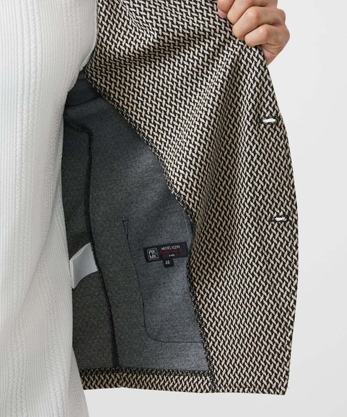 MK MICHEL KLEIN HOMME (エムケーミッシェルクランオム)の「【ラスト1/洗える 】フェザーへリンボンジャケット(テーラードジャケット・メンズ・ライトブラウン/ブラック・46/51/48)」の8枚目の写真