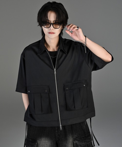 【ADRER】ミリタリースーパーギミックシャツブルゾン（ブラック／S) military super gimmick shirt blouson / ミリタリースーパー
