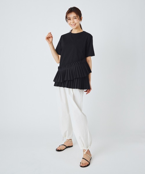 ever closet(エバークローゼット)の「プリーツドッキングTシャツ(Tシャツ/カットソー・レディース・ホワイト/ブラック・F)」の14枚目の写真